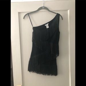 Cache one shoulder tassel tank size xs